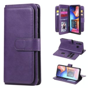 For Samsung Galaxy A20 / A30 Multifunctional Magnetic Copper Buckle Horizontal Flip Solid Color Leather Case with 10 Card Slots & Wallet & Holder & Photo Frame(Purple) (OEM)