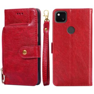 For Google Pixel 4a Zipper Bag Horizontal Flip Leather Phone Case with Holder & Card Slots & Lanyard(Red) (OEM)