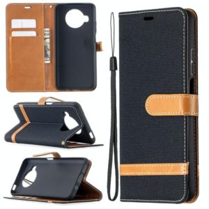 For Xiaomi Mi 10T Lite 5G Color Matching Denim Texture Leather Case with Holder & Card Slots & Wallet & Lanyard(Black) (OEM)