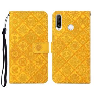 For Huawei P30 lite Ethnic Style Embossed Pattern Horizontal Flip Leather Case with Holder & Card Slots & Wallet & Lanyard(Yellow) (OEM)