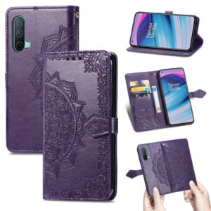For OnePlus Nord CE 5G Mandala Flower Embossed Horizontal Flip Leather Case with Holder & Three Card Slots & Wallet & Lanyard(Purple) (OEM)