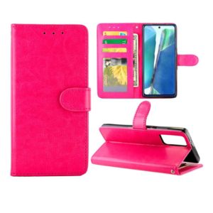 For Samsung Galaxy Note20 Crazy Horse Texture Leather Horizontal Flip Protective Case with Holder & Card Slots & Wallet & Photo Frame(Magenta) (OEM)