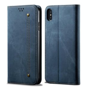 For iPhone XS Max Denim Texture Casual Style Horizontal Flip Leather Case with Holder & Card Slots & Wallet(Blue) (OEM)