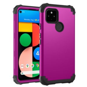 For Google Pixel 4a 5G 3 in 1 Shockproof PC + Silicone Protective Case(Dark Purple + Black) (OEM)