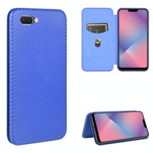 For OPPO A5(AX5) / A3s / A12e Carbon Fiber Texture Horizontal Flip TPU + PC + PU Leather Case with Card Slot(Blue) (OEM)