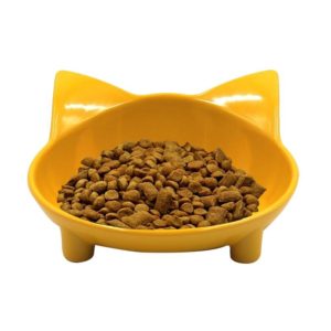 Pet Bowl Non-slip Cute Cat Type Color Cat Bowl Pet Supplies(Yellow) (OEM)