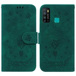For Infinix Hot 9 X655C / Note 7 Lite Butterfly Rose Embossed Leather Phone Case(Green) (OEM)