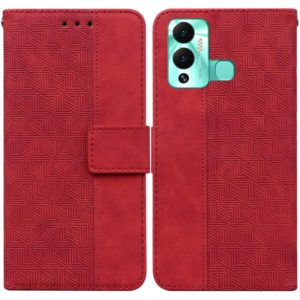 For Infinix Hot 12 Play Geometric Embossed Leather Phone Case(Red) (OEM)