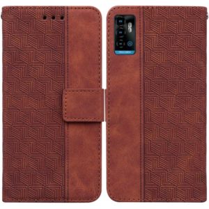 For ZTE Blade A72 / V40 Vita Geometric Embossed Leather Phone Case(Brown) (OEM)