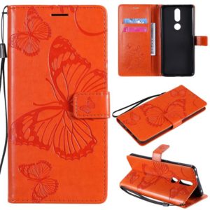 For Nokia 2.4 3D Butterflies Embossing Pattern Horizontal Flip Leather Case with Holder & Card Slot & Wallet(Orange) (OEM)