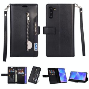 For Samsung Galaxy Note10+ Multifunctional Zipper Horizontal Flip Leather Case with Holder & Wallet & 9 Card Slots & Lanyard(Black) (OEM)