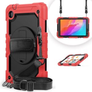 For Huawei MatePad T8 Shockproof Colorful Silicone + PC Protective Case with Holder & Shoulder Strap & Hand Strap(Red) (OEM)