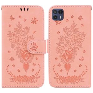 For Motorola Moto G50 5G Butterfly Rose Embossed Leather Phone Case(Pink) (OEM)