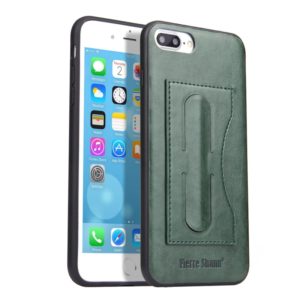 Fierre Shann Full Coverage Protective Leather Case for iPhone 8 Plus & 7 Plus, with Holder & Card Slot(Green) (OEM)