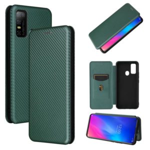 For DOOGEE N30 Carbon Fiber Texture Horizontal Flip TPU + PC + PU Leather Case with Card Slot(Green) (OEM)