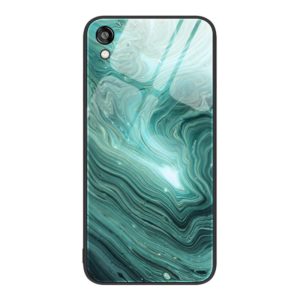 For Honor Play 3e Marble Pattern Glass Protective Phone Case(Water Waves) (OEM)