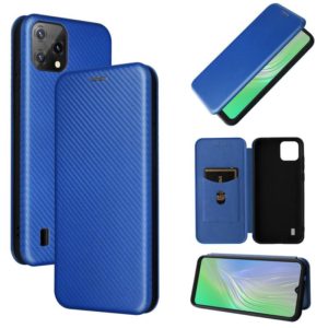 For Blackview A55 Carbon Fiber Texture Horizontal Flip PU Phone Case(Blue) (OEM)