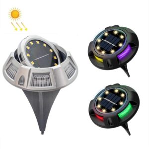 Outdoor Solar Underground Lamp Rotating Buried Lawn Lamp , Spec: 12 LEDs Warm+Color Light (Aluminum Shell) (OEM)