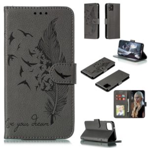 Feather Pattern Litchi Texture Horizontal Flip Leather Case with Wallet & Holder & Card Slots For Google Pixel 4XL(Gray) (OEM)