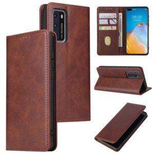 For Huawei P40 Calf Texture Magnetic Horizontal Flip Leather Case with Holder & Card Slots & Wallet(Brown) (OEM)