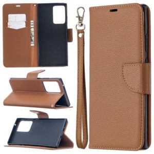 For Samsung Galaxy Note20 Ultra Litchi Texture Pure Color Horizontal Flip Leather Case with Holder & Card Slots & Wallet & Lanyard(Brown) (OEM)
