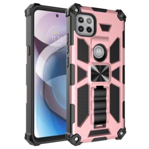 For Motorola Moto One 5G Ace Shockproof TPU + PC Magnetic Protective Case with Holder(Rose Gold) (OEM)