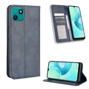 For Wiko T10 Magnetic Buckle Retro Texture Leather Phone Case(Blue) (OEM)