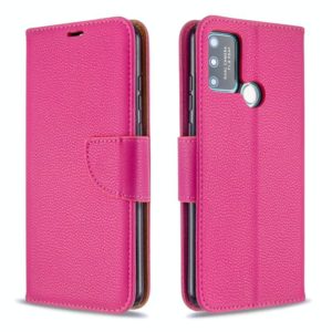 For Huawei Honor 9A Litchi Texture Pure Color Horizontal Flip PU Leather Case with Holder & Card Slots & Wallet & Lanyard(Rose Red) (OEM)
