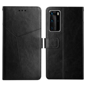 For Huawei P40 Pro Y Stitching Horizontal Flip Leather Phone Case with Holder & Card Slots & Wallet & Photo Frame(Black) (OEM)