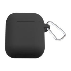 Thicken Cover Anti-drop Dust-proof Buckle Bluetooth Earphone Silicone Case for Apple Airpods(Black) (OEM)