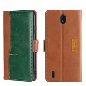 For Nokia C01 Plus/C1 2nd Editon Contrast Color Side Buckle Leather Phone Case(Light Brown + Green) (OEM)