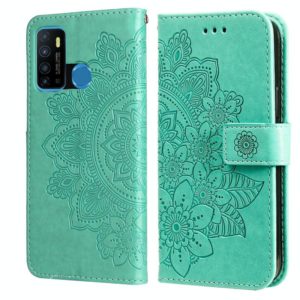 For Infinix Hot 9 / Note 7 Lite 7-petal Flowers Embossing Pattern Horizontal Flip PU Leather Case with Holder & Card Slots & Wallet & Photo Frame(Green) (OEM)