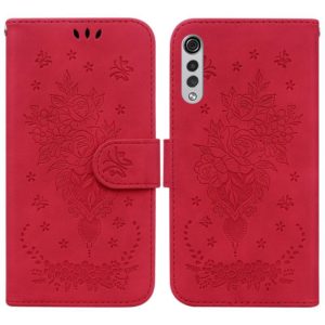 For LG Velvet / G9 5G / 4G Butterfly Rose Embossed Leather Phone Case(Red) (OEM)