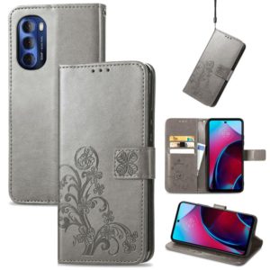 For Motorola Moto G Stylus 5G 2022 Four-leaf Clasp Embossed Buckle Leather Phone Case(Gray) (OEM)