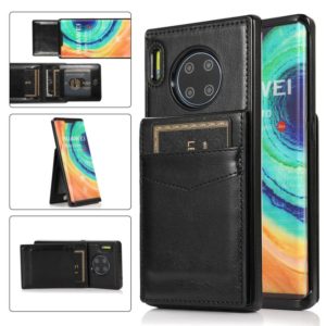 For Huawei Mate 30 Pro Solid Color PC + TPU Protective Case with Holder & Card Slots(Black) (OEM)