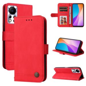 For Infinix Hot 11s NFC Skin Feel Life Tree Metal Button Leather Phone Case(Red) (OEM)