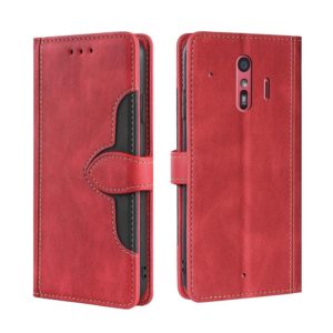 For Fujitsu Arrows F-01L F-42A Skin Feel Straw Hat Magnetic Buckle Leather Phone Case(Red) (OEM)