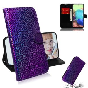For Samsung Galaxy A71 5G Solid Color Colorful Magnetic Buckle Horizontal Flip PU Leather Case with Holder & Card Slots & Wallet & Lanyard(Purple) (OEM)