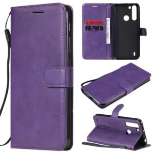For Motorola Moto One Fuson Solid Color Horizontal Flip Protective Leather Case with Holder & Card Slots & Wallet & Photo Frame & Lanyard(Purple) (OEM)