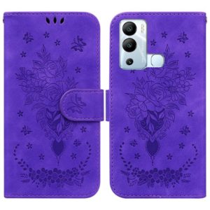 For Infinix Hot 12i Butterfly Rose Embossed Leather Phone Case(Purple) (OEM)