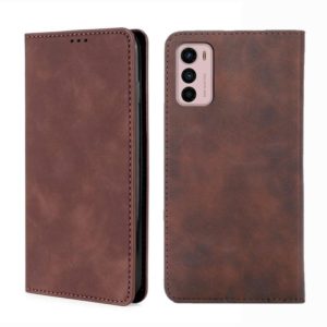 For Motorola Moto G42 4G Skin Feel Magnetic Horizontal Flip Leather Phone Case(Dark Brown) (OEM)