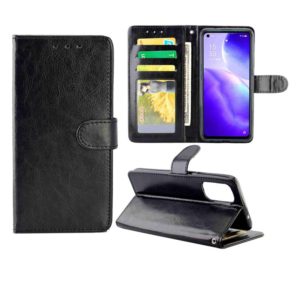 For OPPO Reno5 5G Crazy Horse Texture Leather Horizontal Flip Protective Case with Holder & Card Slots & Wallet & Photo Frame(Black) (OEM)