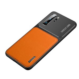 For Huawei P30 Frosted Metal + Leather Texture Protective Case (Orange) (OEM)