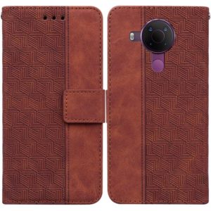 For Nokia 5.4 Geometric Embossed Leather Phone Case(Brown) (OEM)