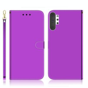 For Galaxy Note 10+ Imitated Mirror Surface Horizontal Flip Leather Case with Holder & Card Slots & Wallet & Lanyard(Purple) (OEM)