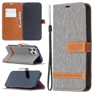 For iPhone 12 Pro Max Color Matching Denim Texture Horizontal Flip Leather Case with Holder & Card Slots & Wallet & Lanyard(Grey) (OEM)