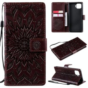 For OPPO F17 Pro / Reno4 Lite Sun Embossing Pattern Horizontal Flip Leather Case with Card Slot & Holder & Wallet & Lanyard(Brown) (OEM)