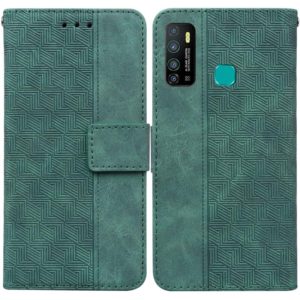 For Tecno Camon 15 Geometric Embossed Leather Phone Case(Green) (OEM)