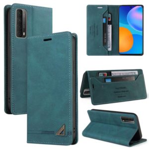 For Huawei P Smart 2021 Skin Feel Anti-theft Brush Horizontal Flip Leather Case with Holder & Card Slots & Wallet(Blue) (OEM)