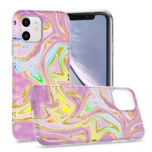 For iPhone 11 Laser Glitter Watercolor Pattern Shockproof Protective Case (FD5) (OEM)